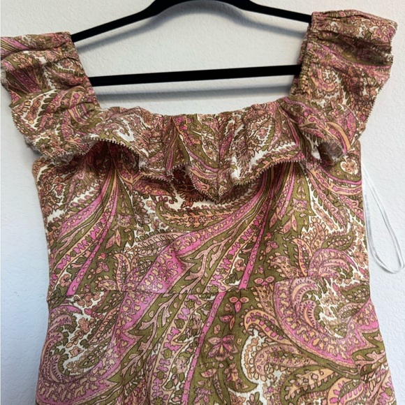 NWT ZIMMERMAN Brighton Ruffle-Neck Dress sherbet 4 - Picture 9 of 13